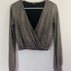 Metallic, dressy, crop top from Fashion Nova.